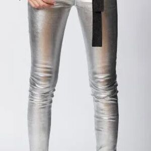 Zadig and Voltaire Phlame Cuir SilverMetallic leather Pants NEW never been worn
